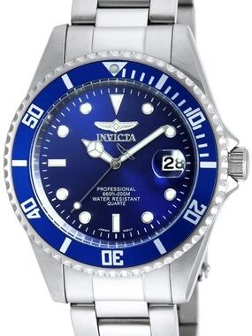 Invicta Blue Dial Silver-Tone Dive Watch
